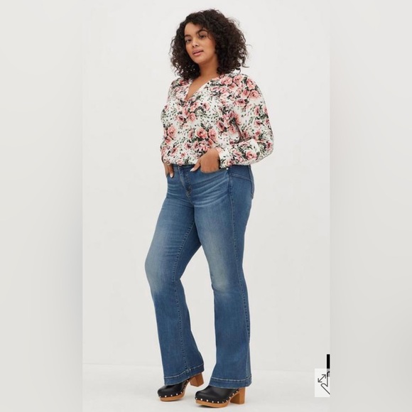 Torrid sz 5 Georgette Hi-Low Pullover Long Sleeve Blouse EUC - Picture 2 of 9